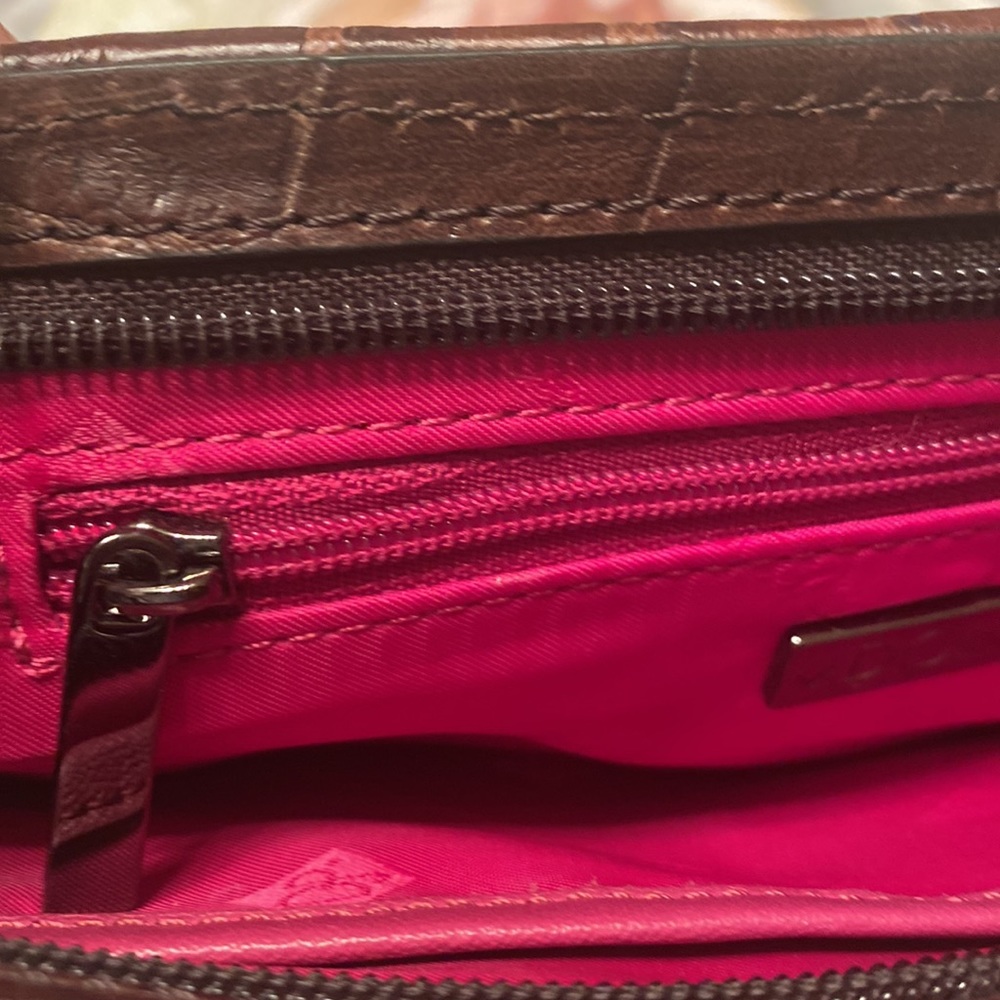 Donald Pliner Purse Bag Brown Suede w/studded leather trim Pink interior - Picture 11 of 14